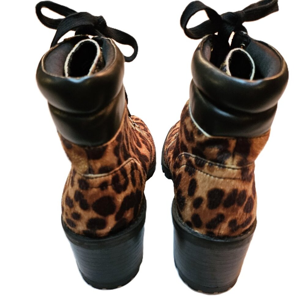 ALDO Vegan Leather/Fur Leopard Print Salilia Combat Boots Shoes Size 8.5 - Picture 3 of 8